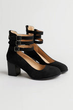 Pumps Damen Blockabsatz Knöchelriemen Elegant Casual-Velnorah