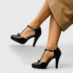 Pumps Damen T-Strap mit Schleifendetail Formal Abend-Velnorah