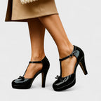 Pumps Damen T-Strap mit Schleifendetail Formal Abend-Velnorah