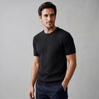 Rippstrick T-Shirt Herren Rundhals Casual-Velnorah