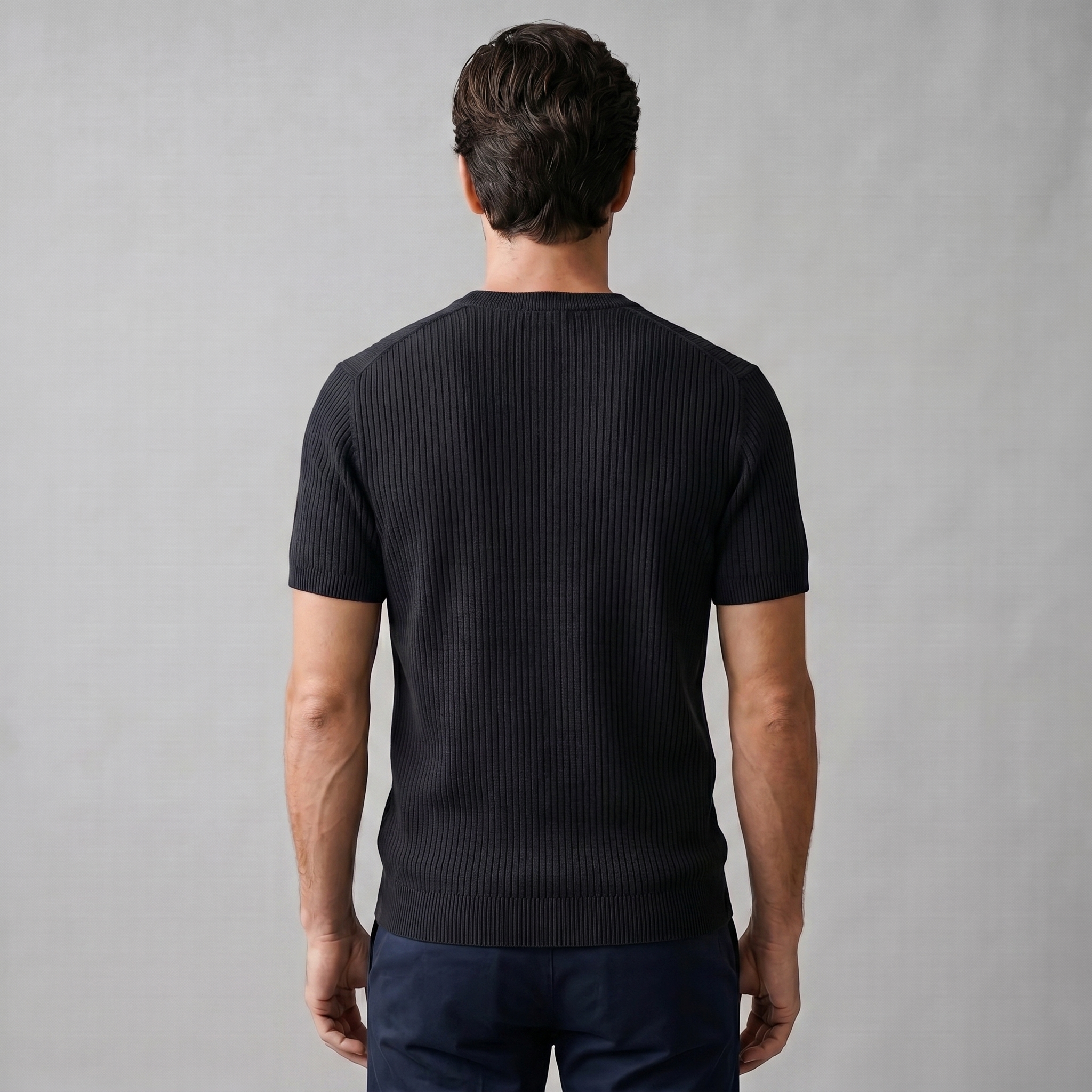 Rippstrick T-Shirt Herren Rundhals Casual-Velnorah