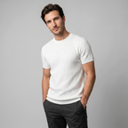 Rippstrick T-Shirt Herren Rundhals Casual-Velnorah