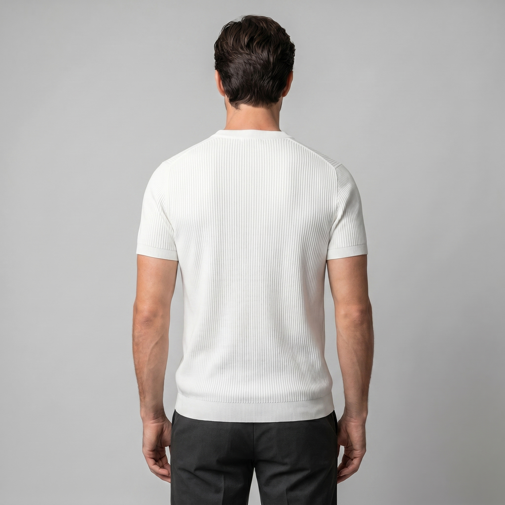 Rippstrick T-Shirt Herren Rundhals Casual-Velnorah