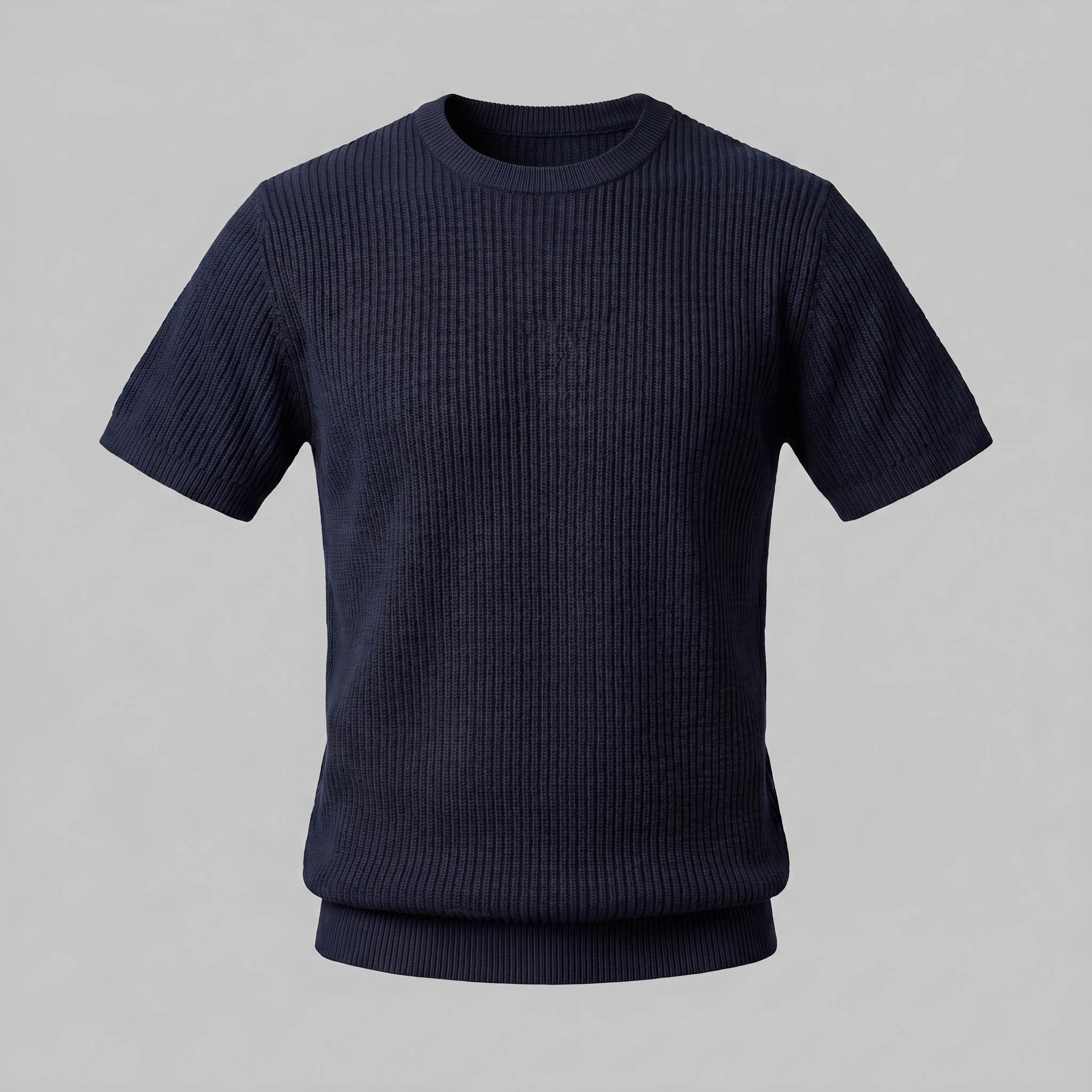 Rippstrick T-Shirt Herren Rundhals Casual-Velnorah