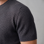 Rippstrick T-Shirt Herren Rundhals Casual-Velnorah