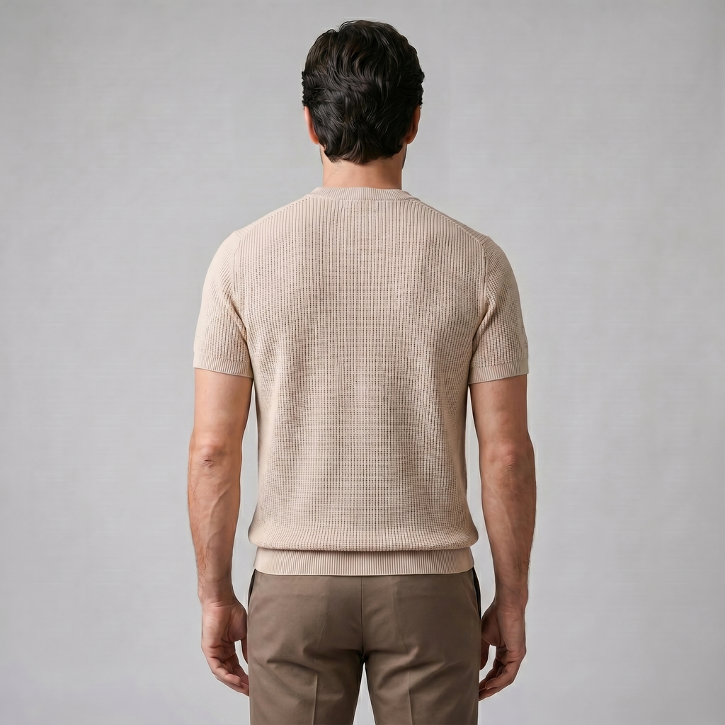 Rippstrick T-Shirt Herren Rundhals Casual-Velnorah