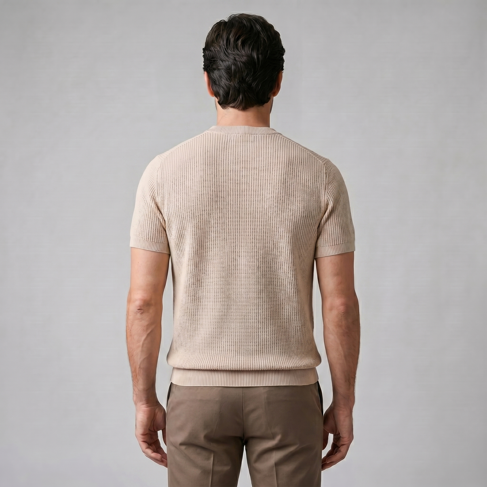 Rippstrick T-Shirt Herren Rundhals Casual-Velnorah