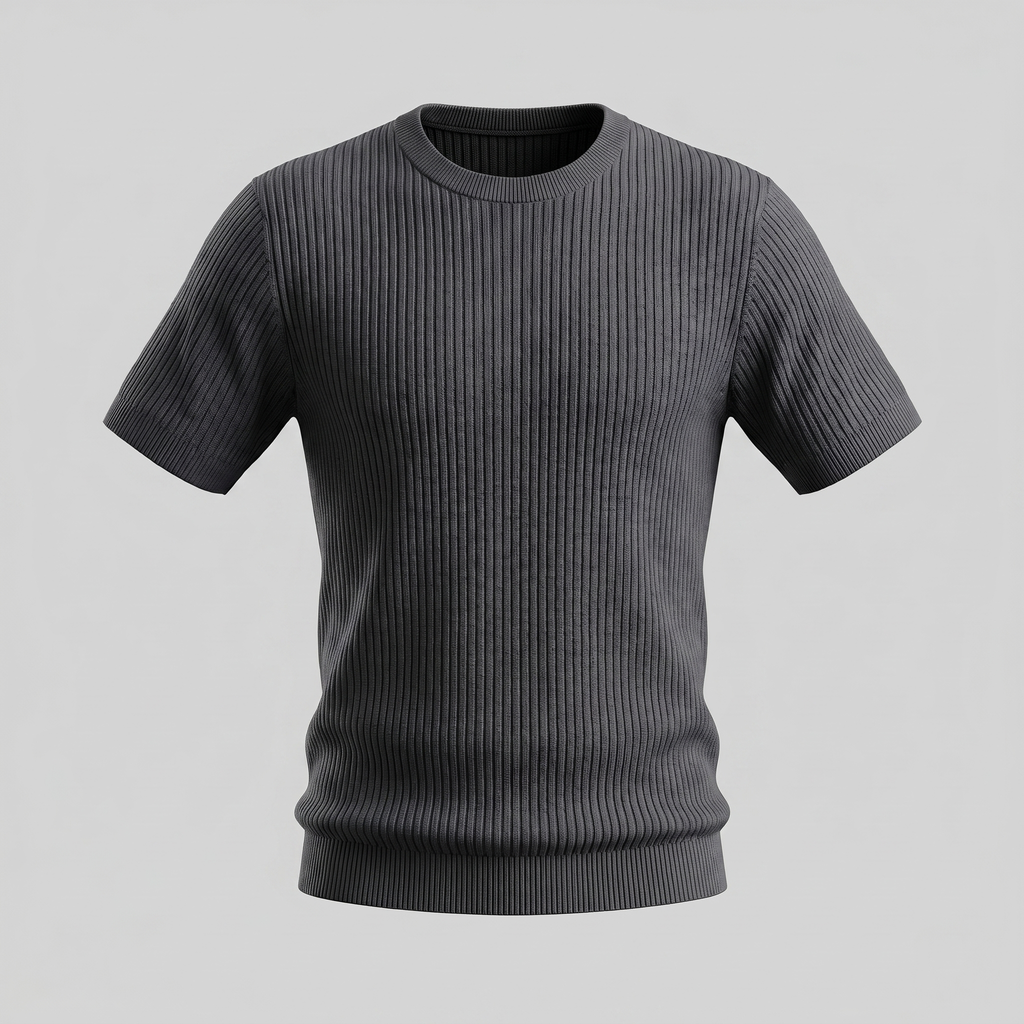 Rippstrick T-Shirt Herren Rundhals Casual-Velnorah