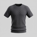 Rippstrick T-Shirt Herren Rundhals Casual-Velnorah