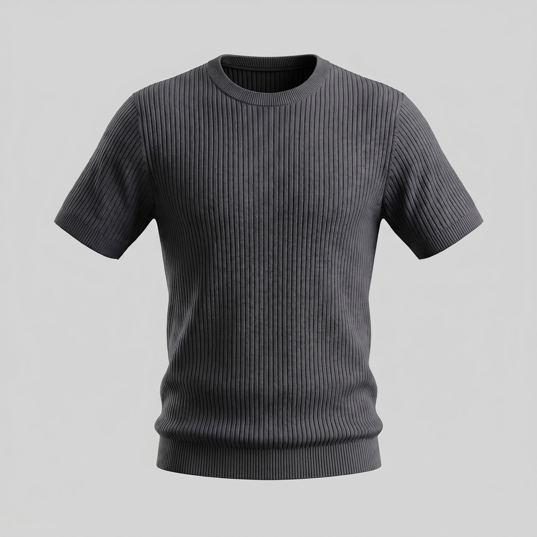 Rippstrick T-Shirt Herren Rundhals Casual-Velnorah