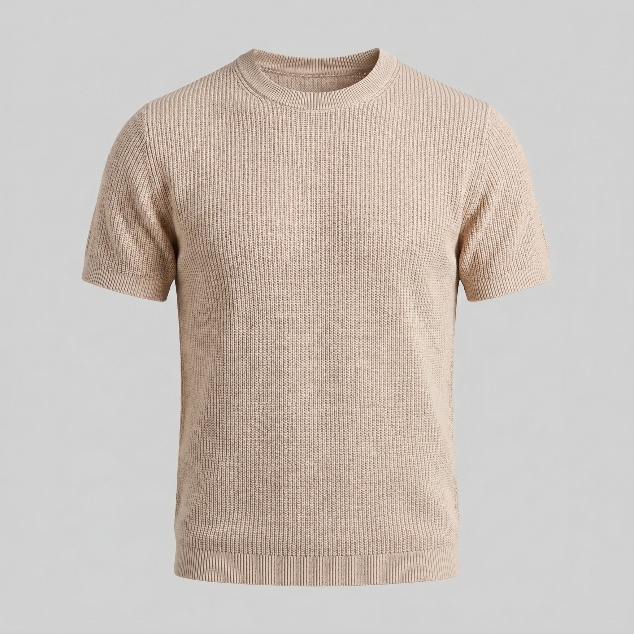 Rippstrick T-Shirt Herren Rundhals Casual-Velnorah