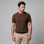 Rippstrick T-Shirt Herren Rundhals Casual-Velnorah