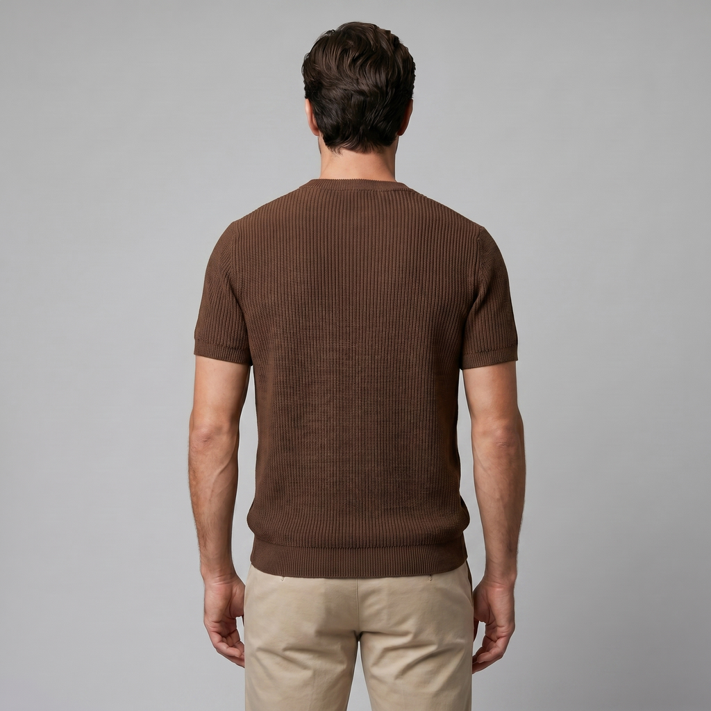 Rippstrick T-Shirt Herren Rundhals Casual-Velnorah