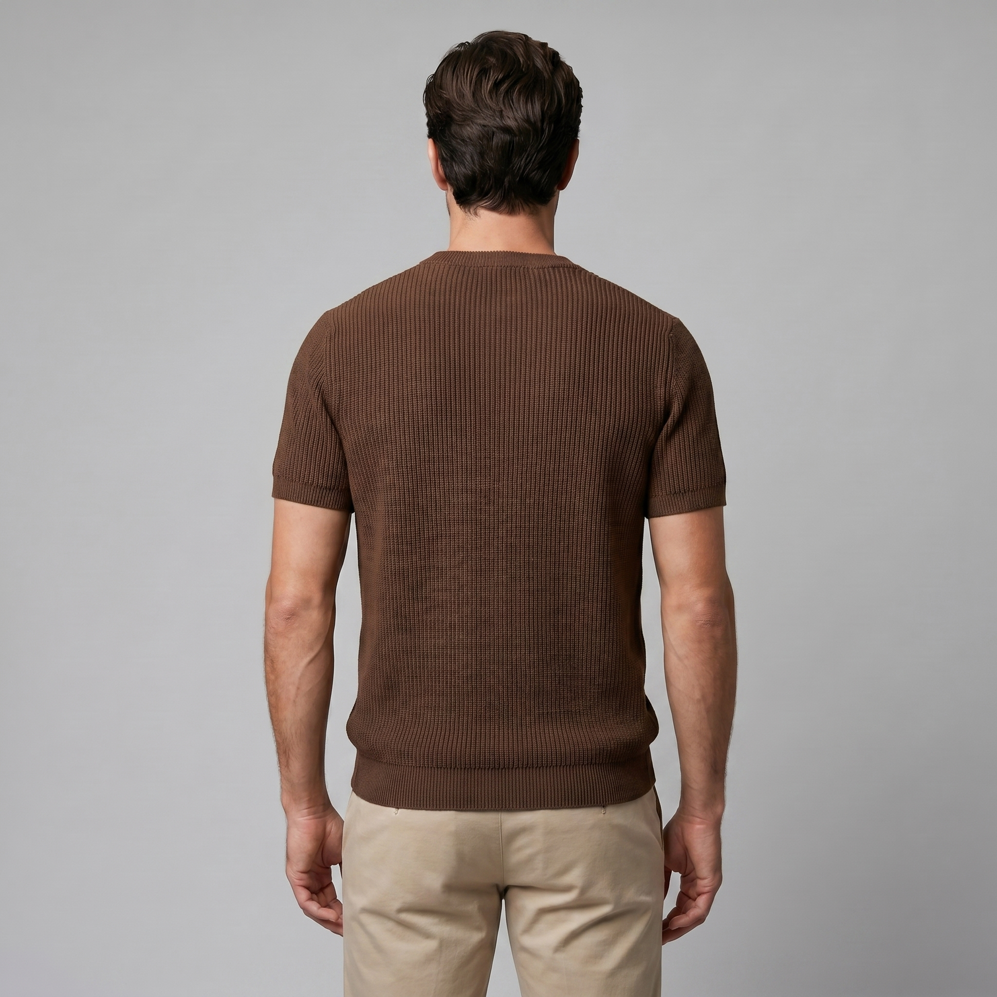 Rippstrick T-Shirt Herren Rundhals Casual-Velnorah