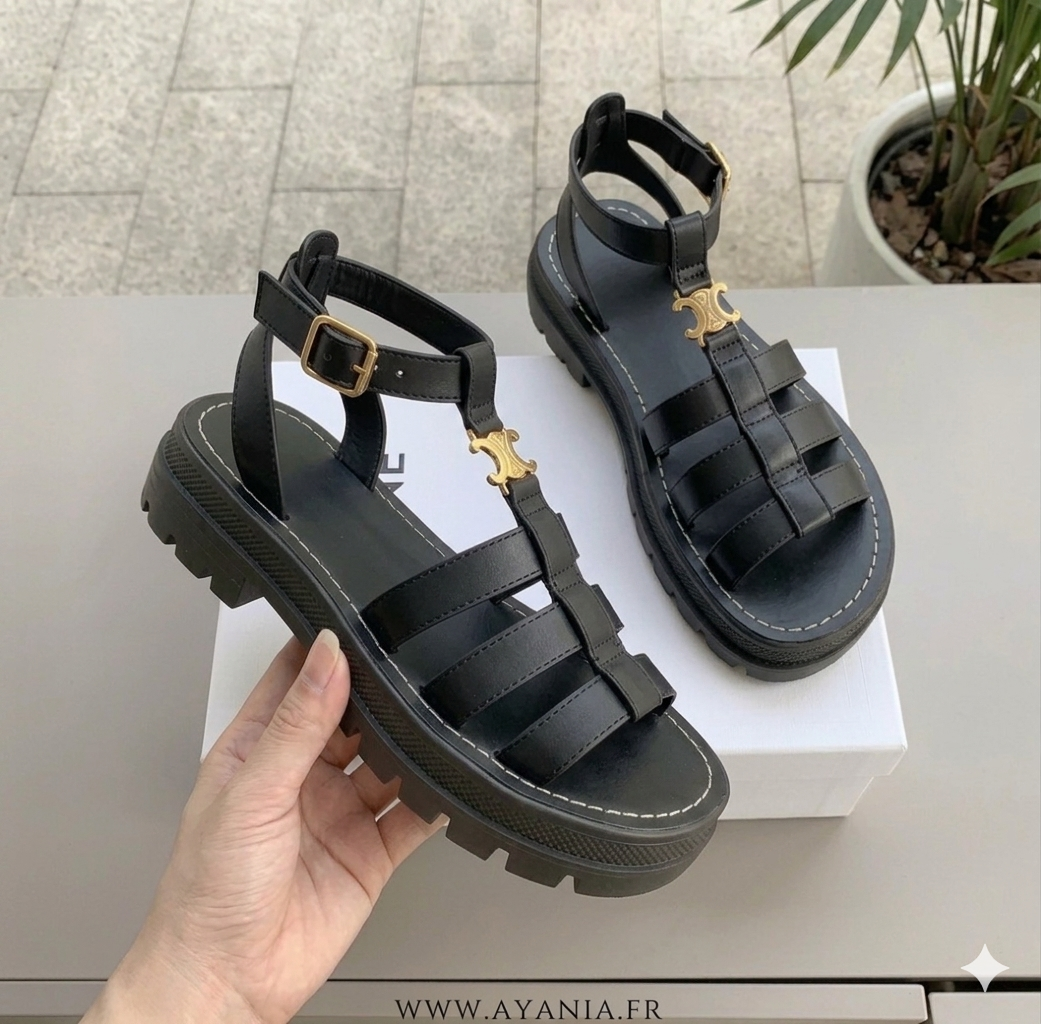 Sandalen Damen Chunky Sohle Geflochten Slipper Sommer-Velnorah