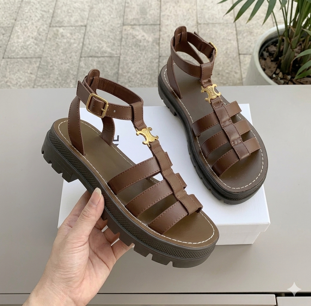 Sandalen Damen Chunky Sohle Geflochten Slipper Sommer-Velnorah