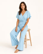Damen Eleganter mit Wickeloptik und breiten Beinen Velnorah - seated-blue
