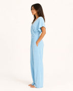 Damen Eleganter mit Wickeloptik und breiten Beinen Velnorah - side-view-blue