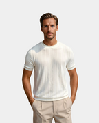 Slim Fit T-Shirt Herren Gerippt Runder Hals Casual-Velnorah