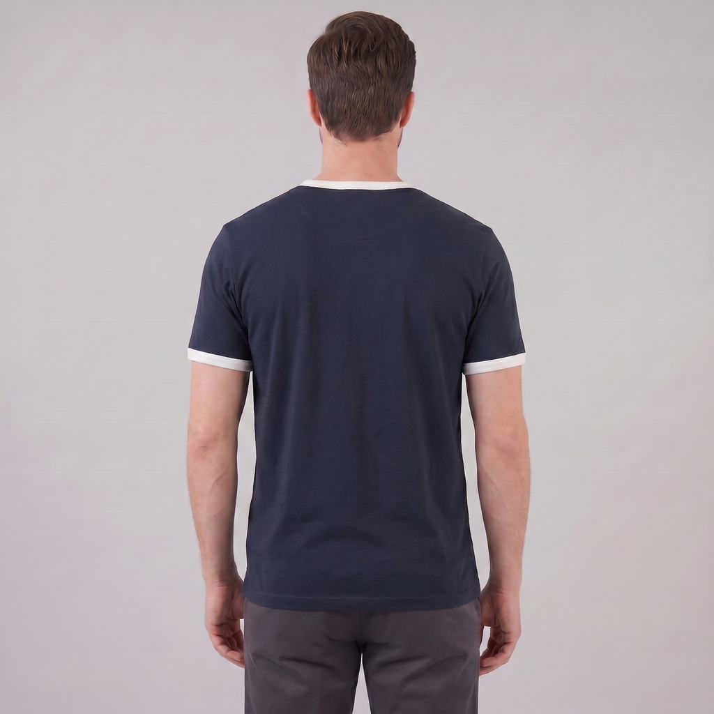 Smart Casual T-Shirt Herren Kontrastbesatz Rundhalsausschnitt-Velnorah