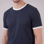 Smart Casual T-Shirt Herren Kontrastbesatz Rundhalsausschnitt-Velnorah