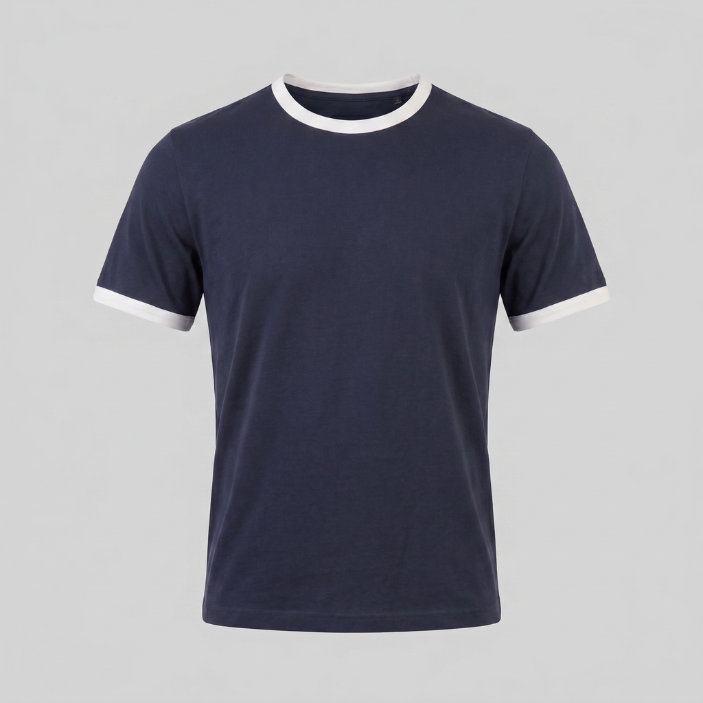 Smart Casual T-Shirt Herren Kontrastbesatz Rundhalsausschnitt-Velnorah