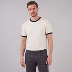 Smart Casual T-Shirt Herren Kontrastbesatz Rundhalsausschnitt-Velnorah
