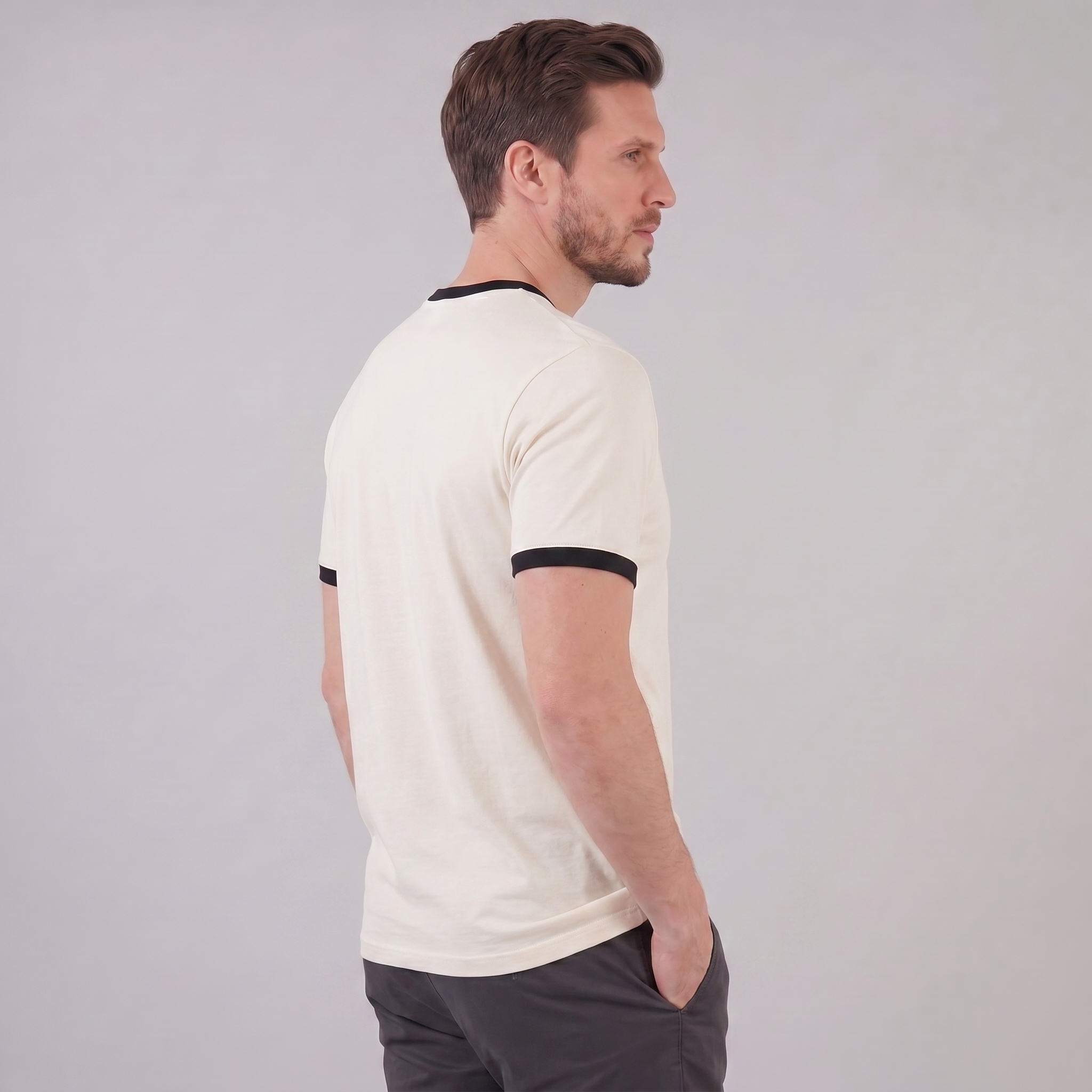 Smart Casual T-Shirt Herren Kontrastbesatz Rundhalsausschnitt-Velnorah