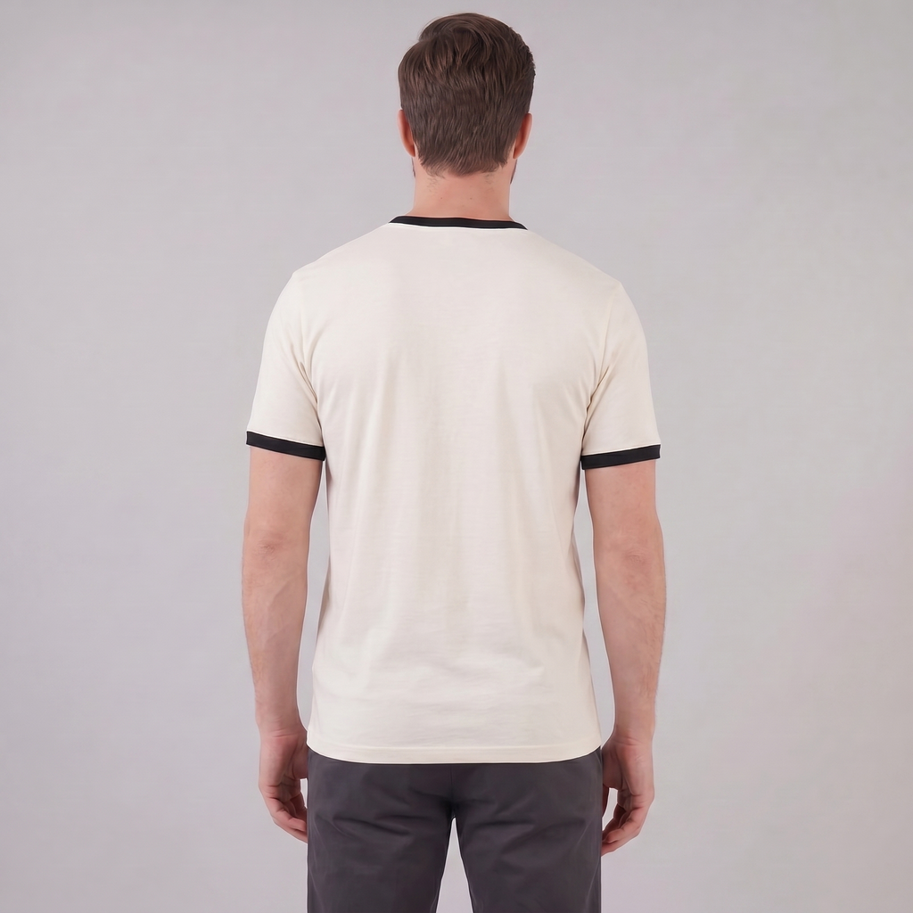 Smart Casual T-Shirt Herren Kontrastbesatz Rundhalsausschnitt-Velnorah