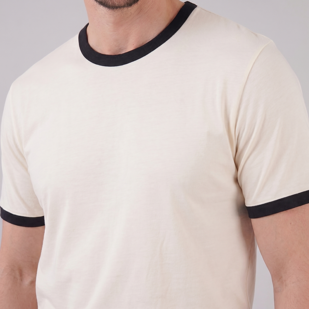 Smart Casual T-Shirt Herren Kontrastbesatz Rundhalsausschnitt-Velnorah