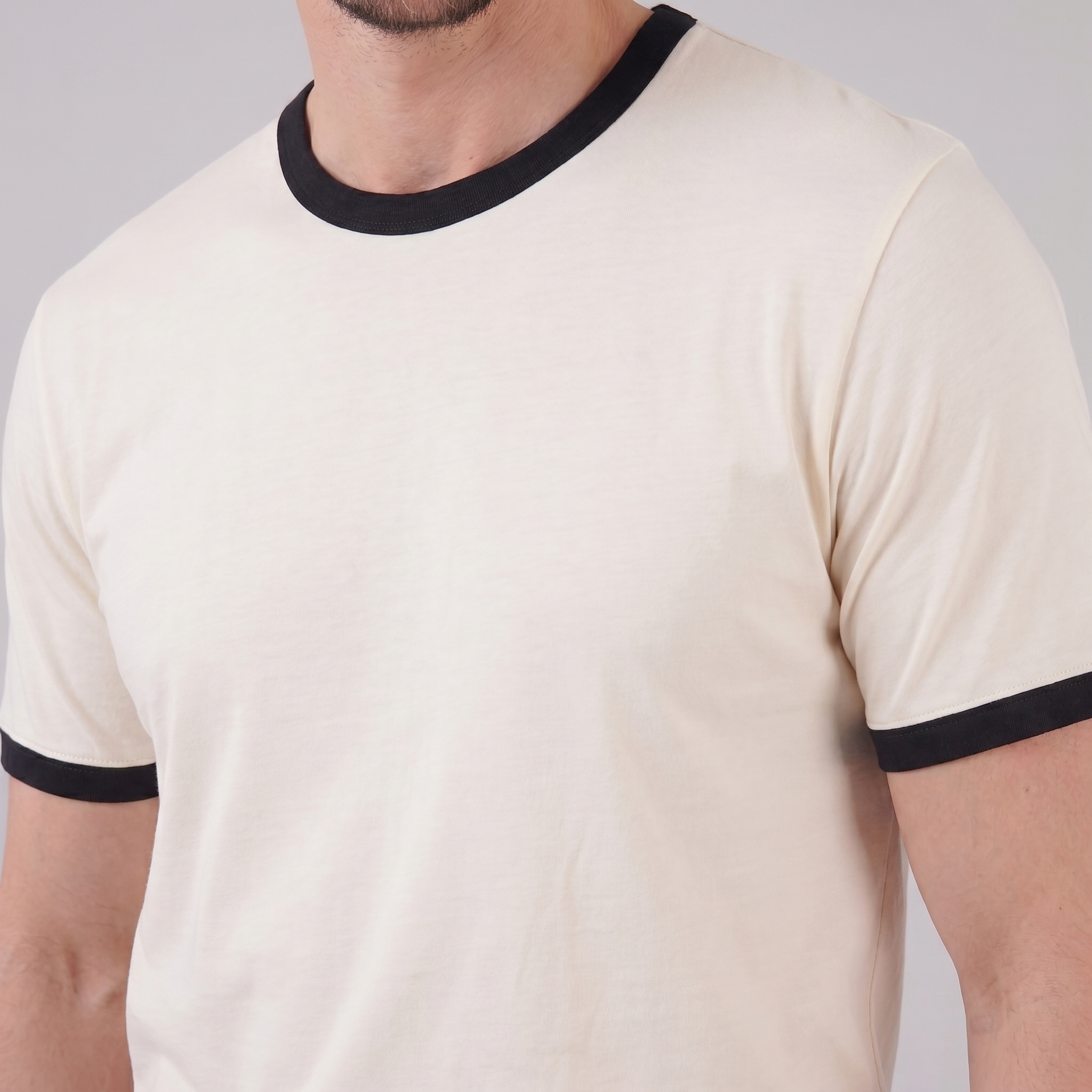 Smart Casual T-Shirt Herren Kontrastbesatz Rundhalsausschnitt-Velnorah