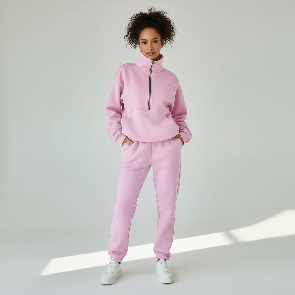 Sportives Set Damen Regular Fit Pullover Mit Halbzip Hose Casual-Velnorah