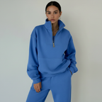 Sportives Set Damen Regular Fit Pullover Mit Halbzip Hose Casual-Velnorah
