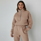 Sportives Set Damen Regular Fit Pullover Mit Halbzip Hose Casual-Velnorah