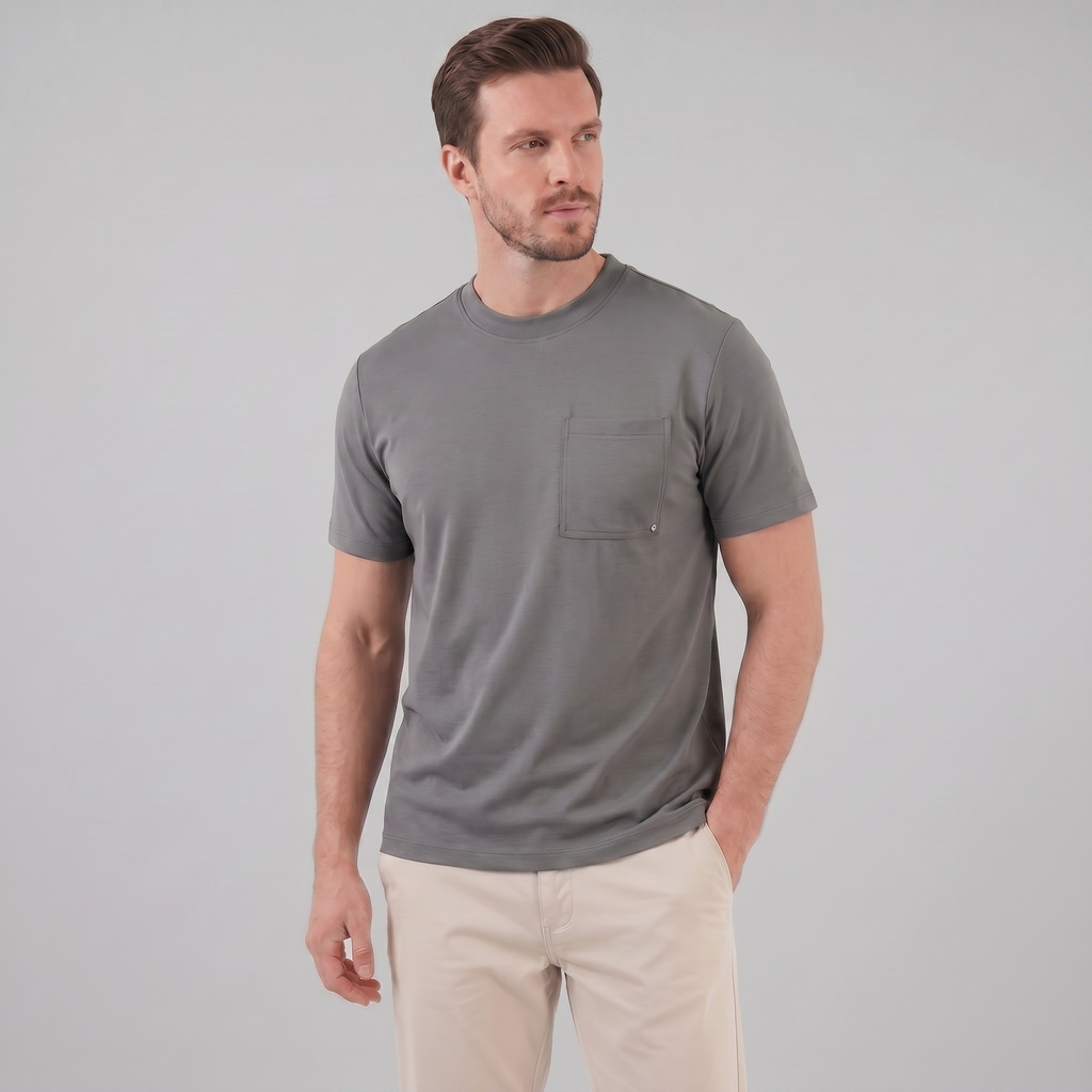 T-Shirt Herren Relaxed Fit Brusttasche Casual-Velnorah