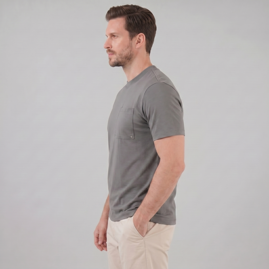 T-Shirt Herren Relaxed Fit Brusttasche Casual-Velnorah