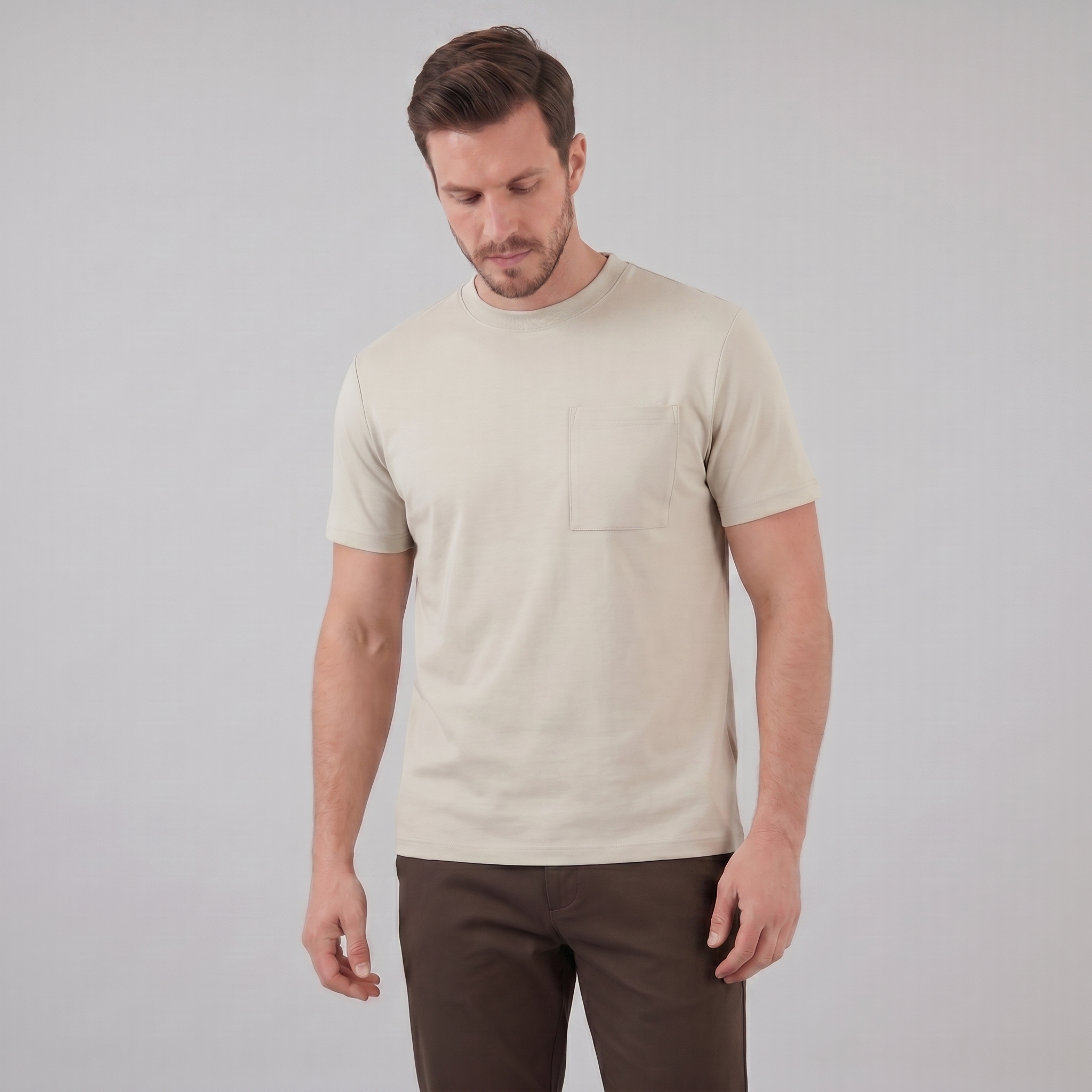 T-Shirt Herren Relaxed Fit Brusttasche Casual-Velnorah