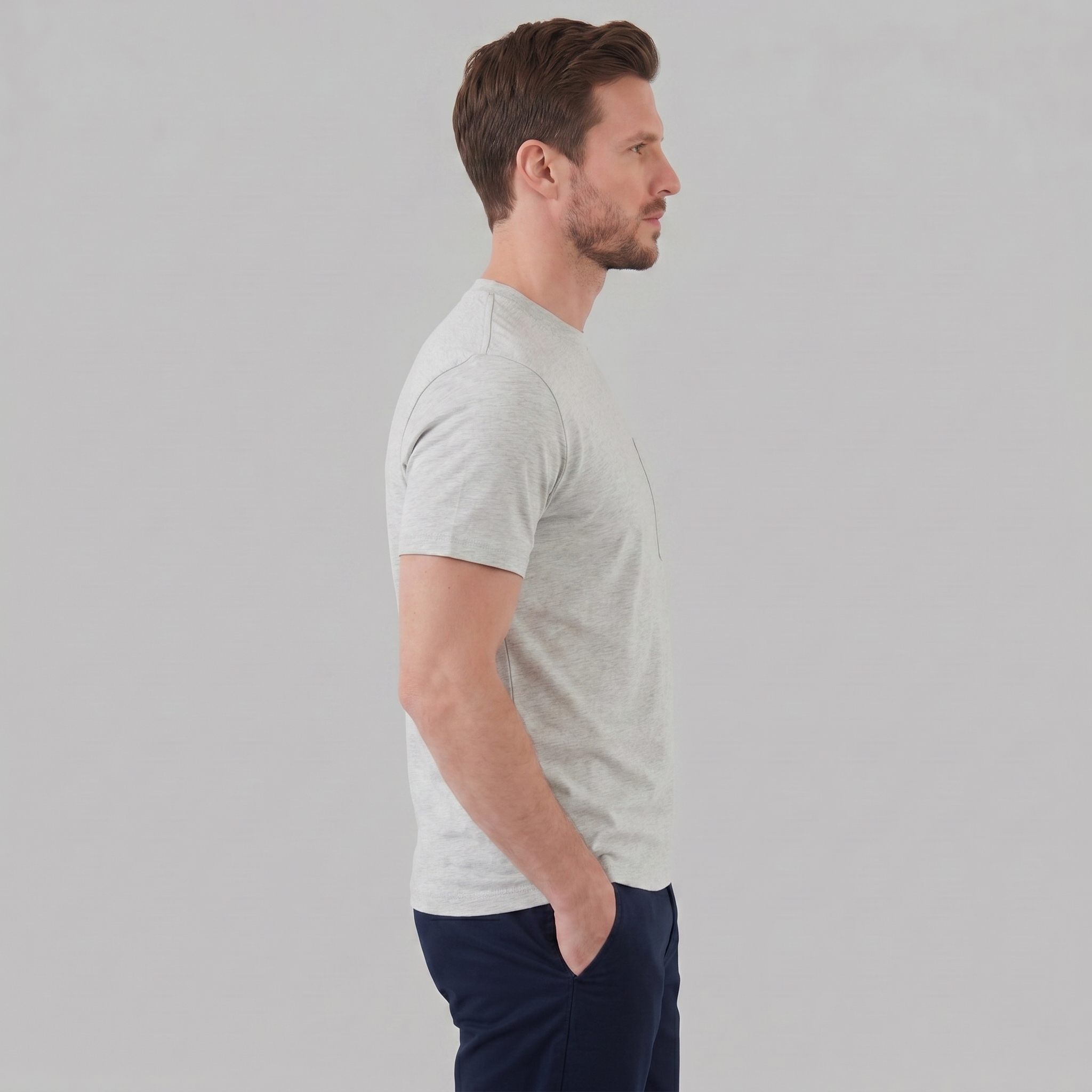 T-Shirt Herren Relaxed Fit Brusttasche Casual-Velnorah