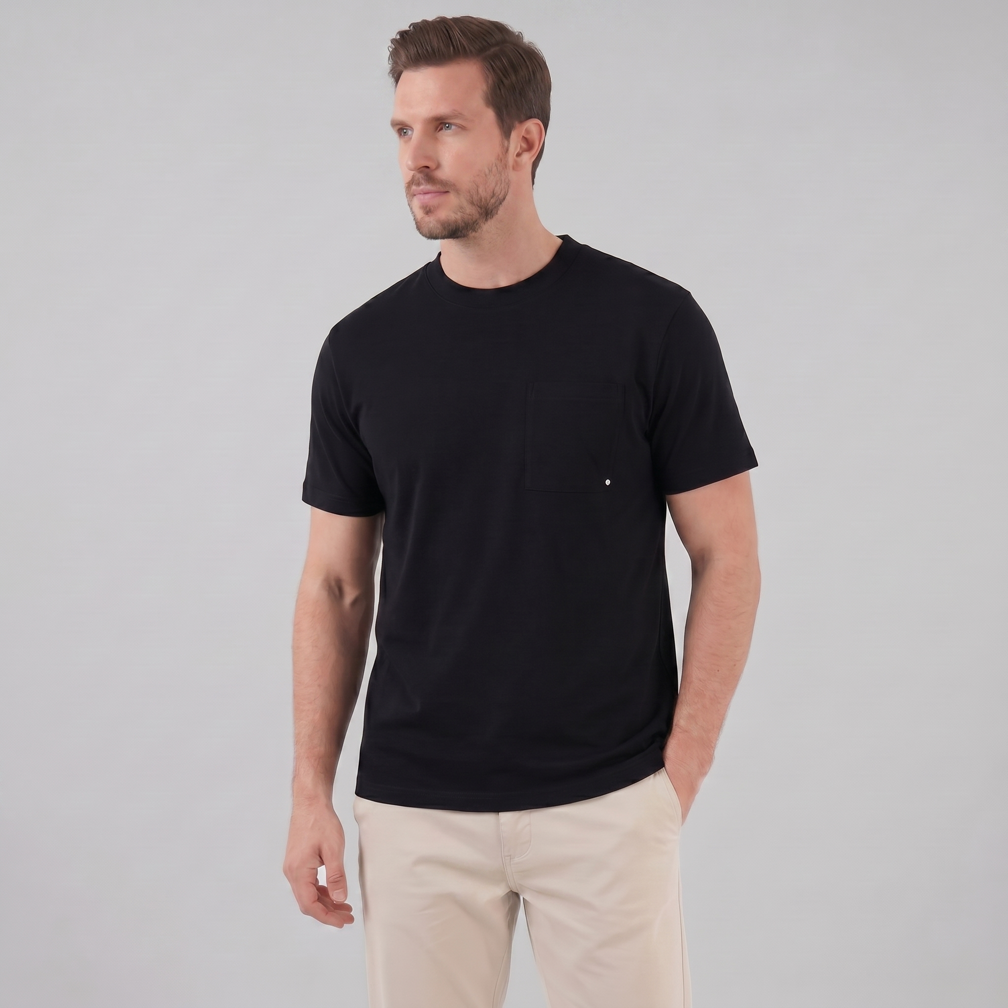 T-Shirt Herren Relaxed Fit Brusttasche Casual-Velnorah