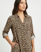 Leopardenmuster Kleid mit geteiltem Saum | Velnorah