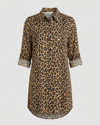 Leopardenmuster Kleid mit geteiltem Saum | Velnorah