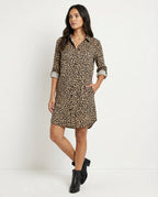 Leopardenmuster Kleid mit geteiltem Saum | Velnorah