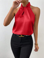 Elegantes Damenoberteil im Knoten-Hals-Stil aus Satin | Velnorah