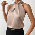 Elegantes Damenoberteil im Knoten-Hals-Stil aus Satin | Velnorah