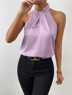 Elegantes Damenoberteil im Knoten-Hals-Stil aus Satin | Velnorah