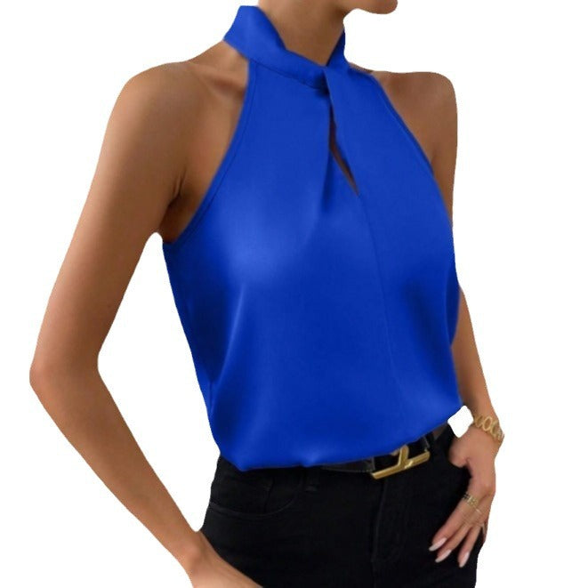 Elegantes Damenoberteil im Knoten-Hals-Stil aus Satin
