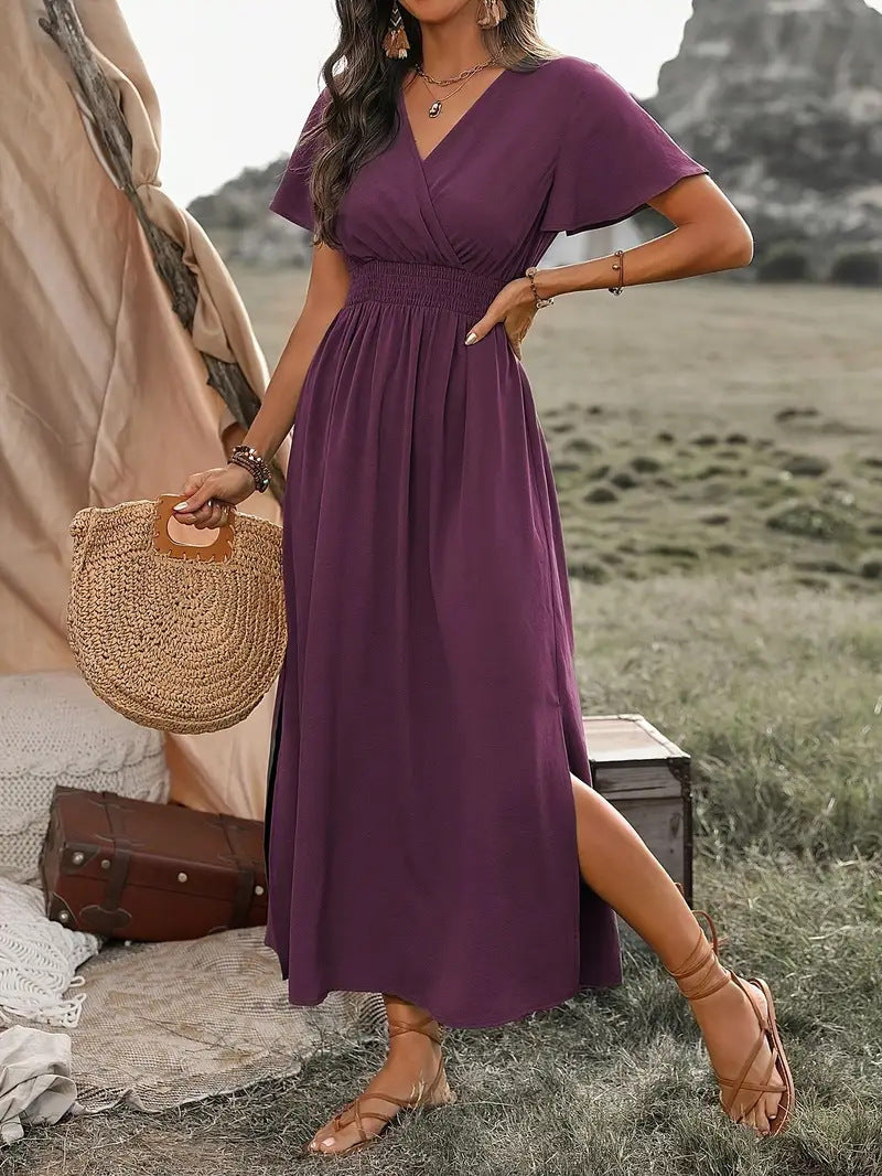 Kurzarmkleid mit Bubikragen aus Milchseide | Velnorah