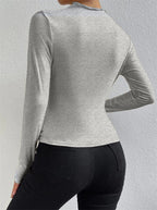 Stilvolles Ruching Langarmshirt für Freizeit und Büro | Velnorah