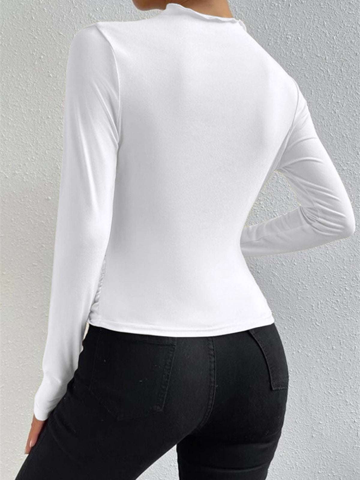 Stilvolles Ruching Langarmshirt für Freizeit und Büro | Velnorah