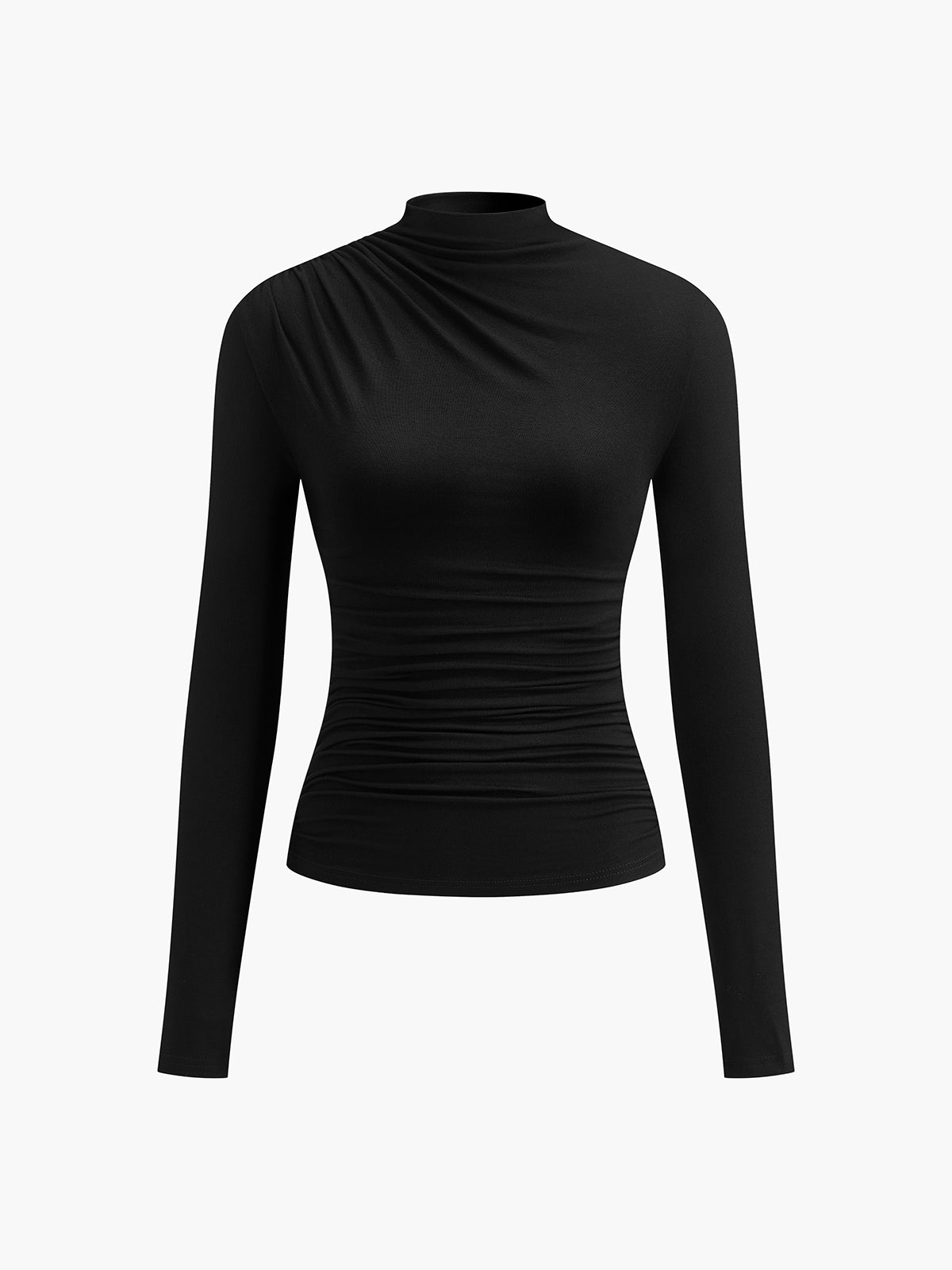Stilvolles Ruching Langarmshirt für Freizeit und Büro | Velnorah